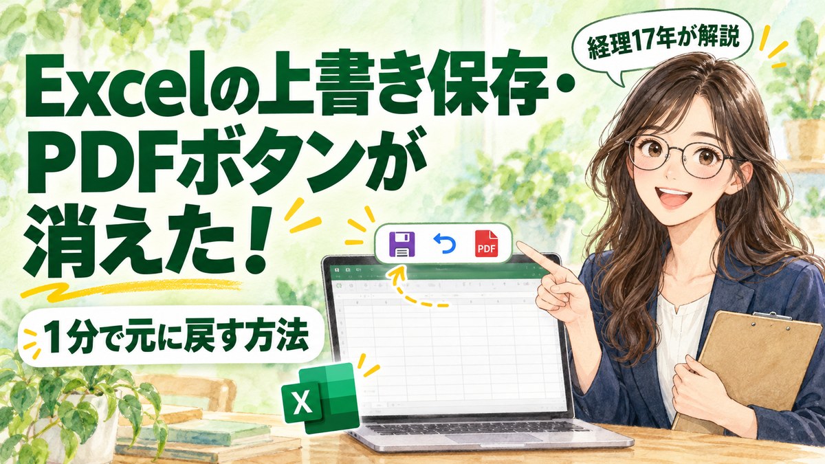 Excelの上書き保存・PDFボタンが消えた！1分で元に戻す方法